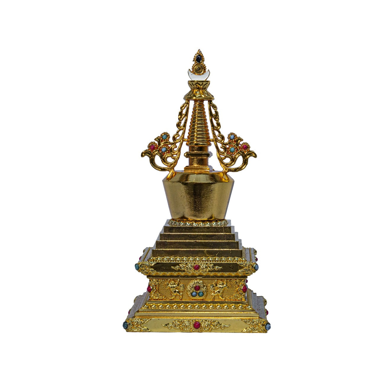 Spiritual Tibetan Pearls Metal Stupa for Home Decor