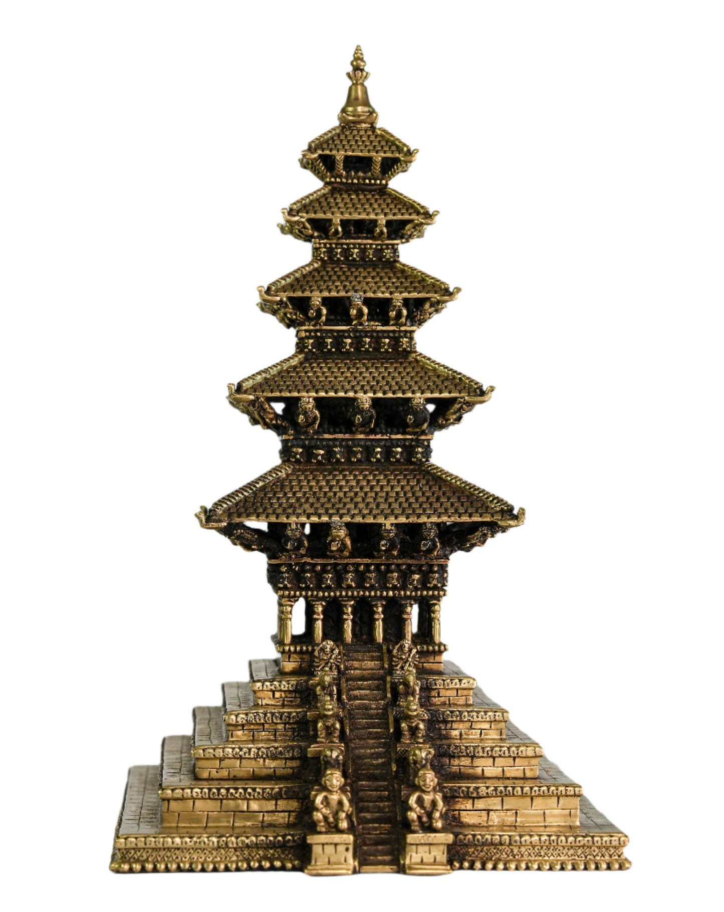 Nyatapol Temple Statue – 16" Brass Paanchtale Handicraft | Nepali Pagoda Model