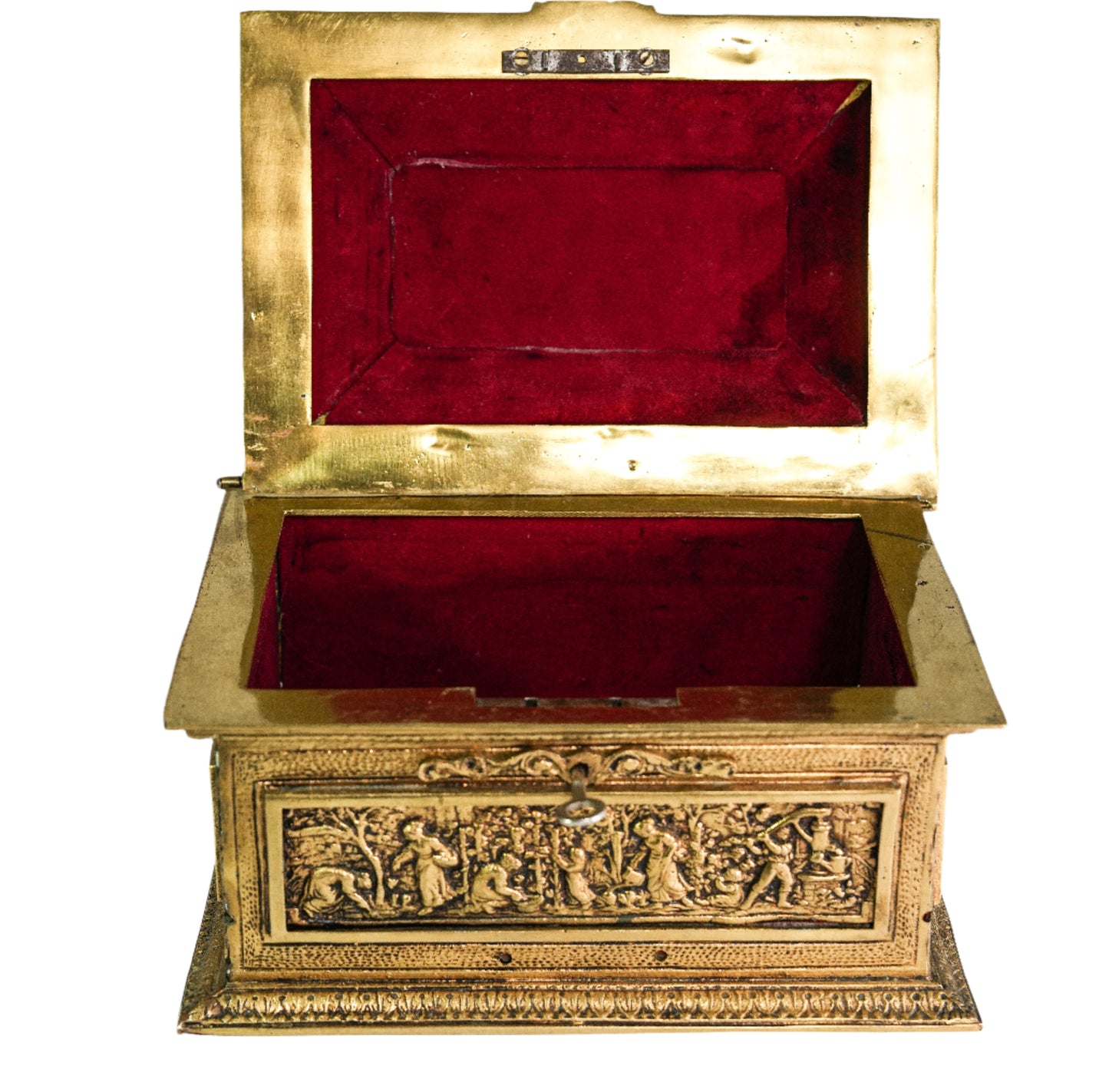 Antique 19th Century French Bronze Ormolu Interior Fitted Jewelery Box