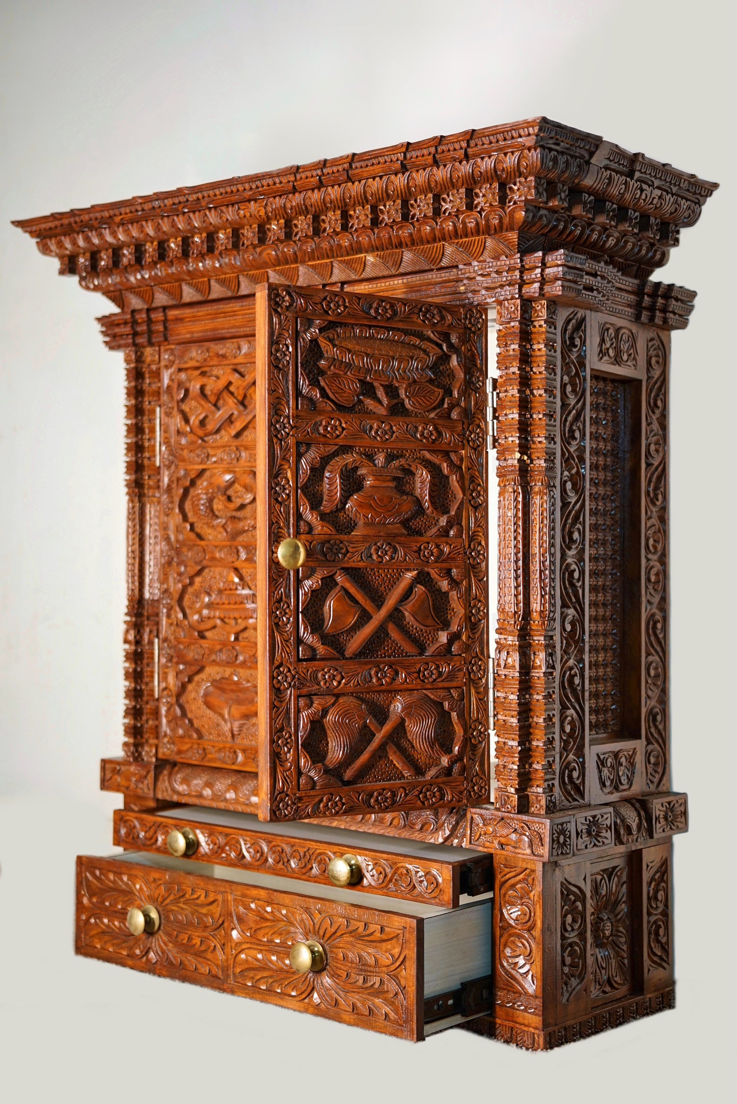 Ashtamangal Wooden carving Temple