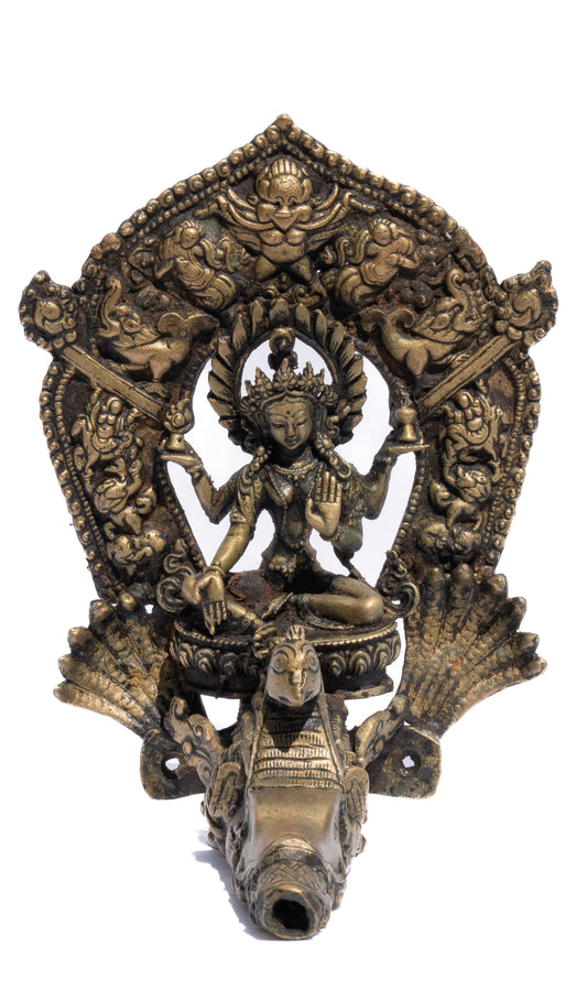 Laxmi Hiti- Bhairav Hiti- Traditional Dunge Dhara, Stone Water Spout featuring Laxmi Goddess, Antique Finishing
