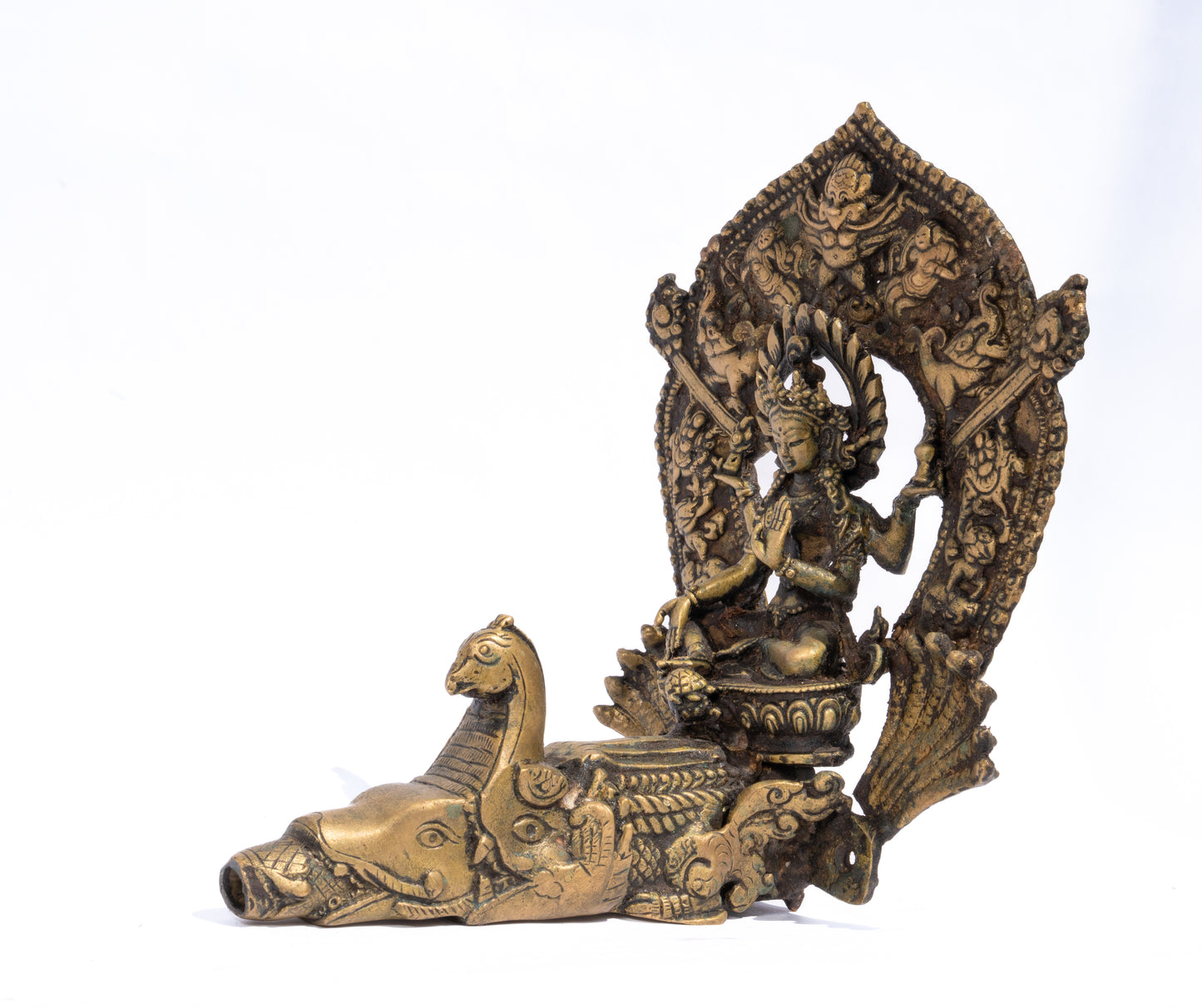 Laxmi Hiti- Bhairav Hiti- Traditional Dunge Dhara, Stone Water Spout featuring Laxmi Goddess, Antique Finishing