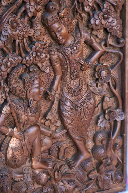 RamSita wooden carving wall hanging