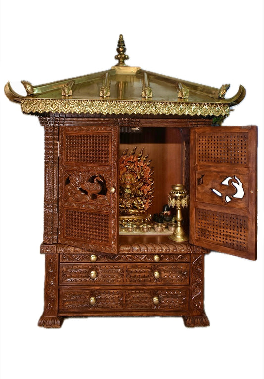 Traditional Nepali Handcrafted Wooden Mandir (Temple)