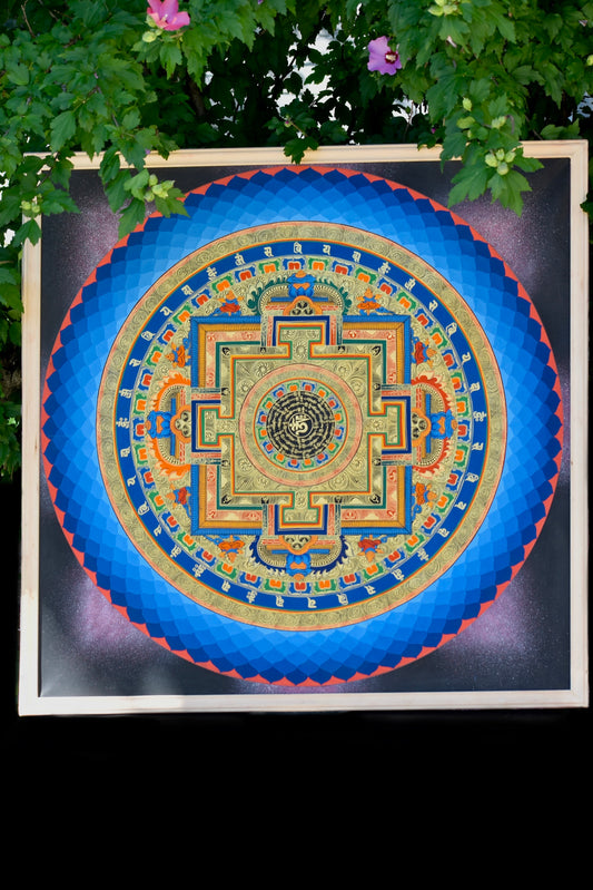 Golden Sri Yantra Mandala Thangka – Framed Tibetan Sacred Art