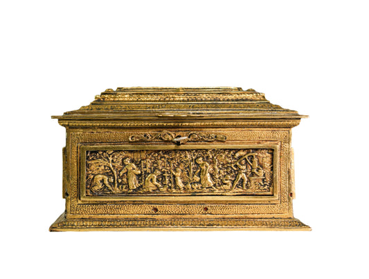 Antique 19th Century French Bronze Ormolu Interior Fitted Jewelery Box